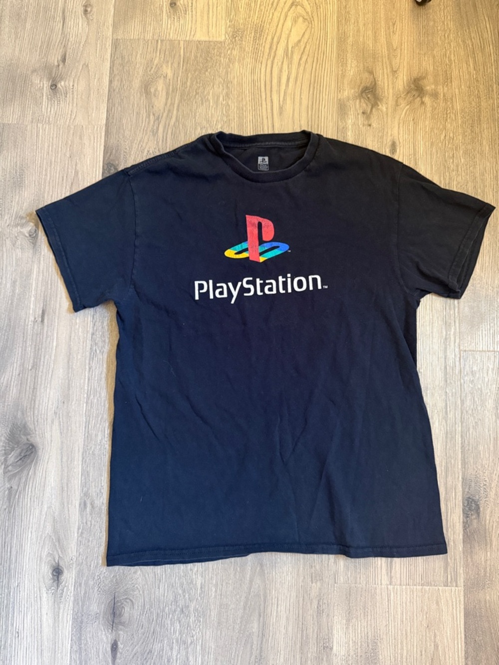 Sony PlayStation Black Tee with Multicolor Logo